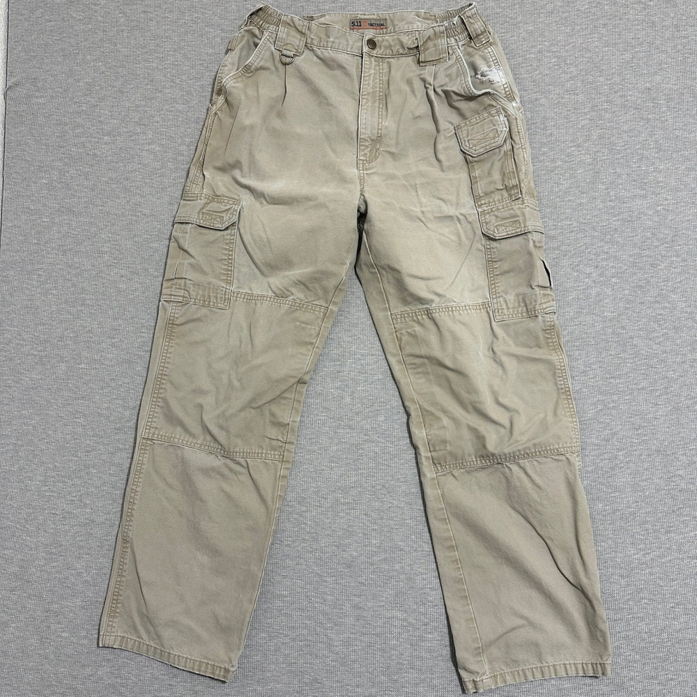 5.11 Tactical Cotton Canvas Cargo Pants Distressed Workwear Khaki Mens 30x30